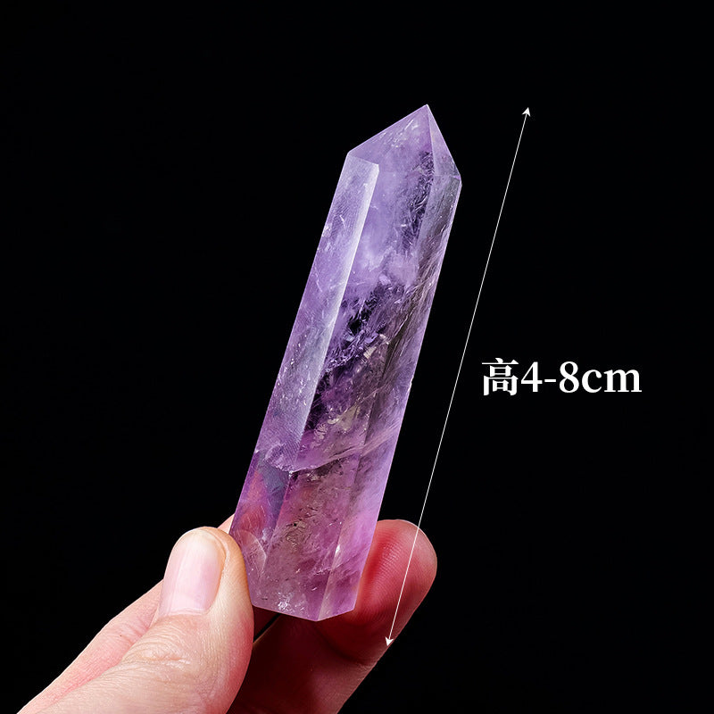 Natural Brazilian Amethyst Single Point Hexagonal Column Amethyst Raw Stone Polished Energy Stone Column Home Decoration Ornament Wholesale