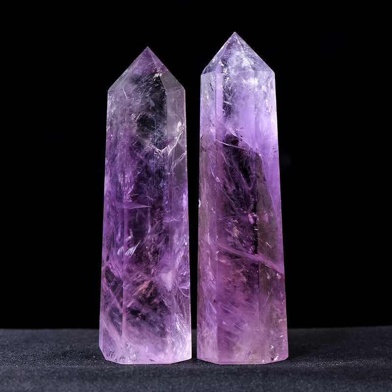 Natural Brazilian Amethyst Single Point Hexagonal Column Amethyst Raw Stone Polished Energy Stone Column Home Decoration Ornament Wholesale